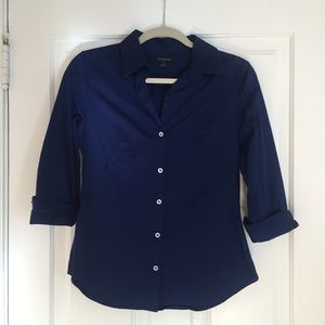 Banana Republic Royal Blue 3/4 Sleeve Dress Shirt